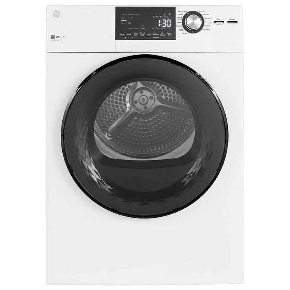 GFD14JSINWW - Sèche‐linge électrique ventilé GE 4,1 pi³ avec tambour en acier inoxydable – Blanc
