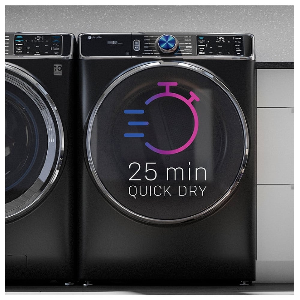 PFD87ESMVRS - Sécheuse électrique à chargement frontal intelligente GE Profile de 7,8 pi³ avec cycle à la vapeur et désinfection