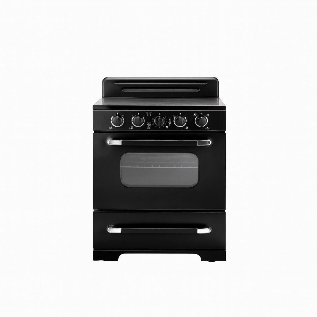 UGP-30CR EC B - Classic Retro Cuisinière électrique autoportante avec four à convection en noir minuit