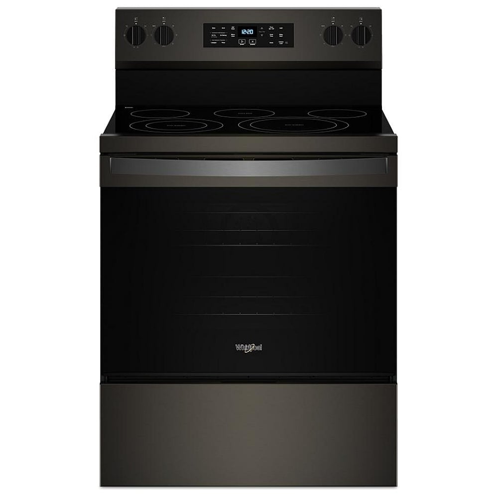 YWFES5030RV - Cuisinière électrique autoportante Whirlpool de 30 po, 5,3 pi³, noir sur acier inoxydable