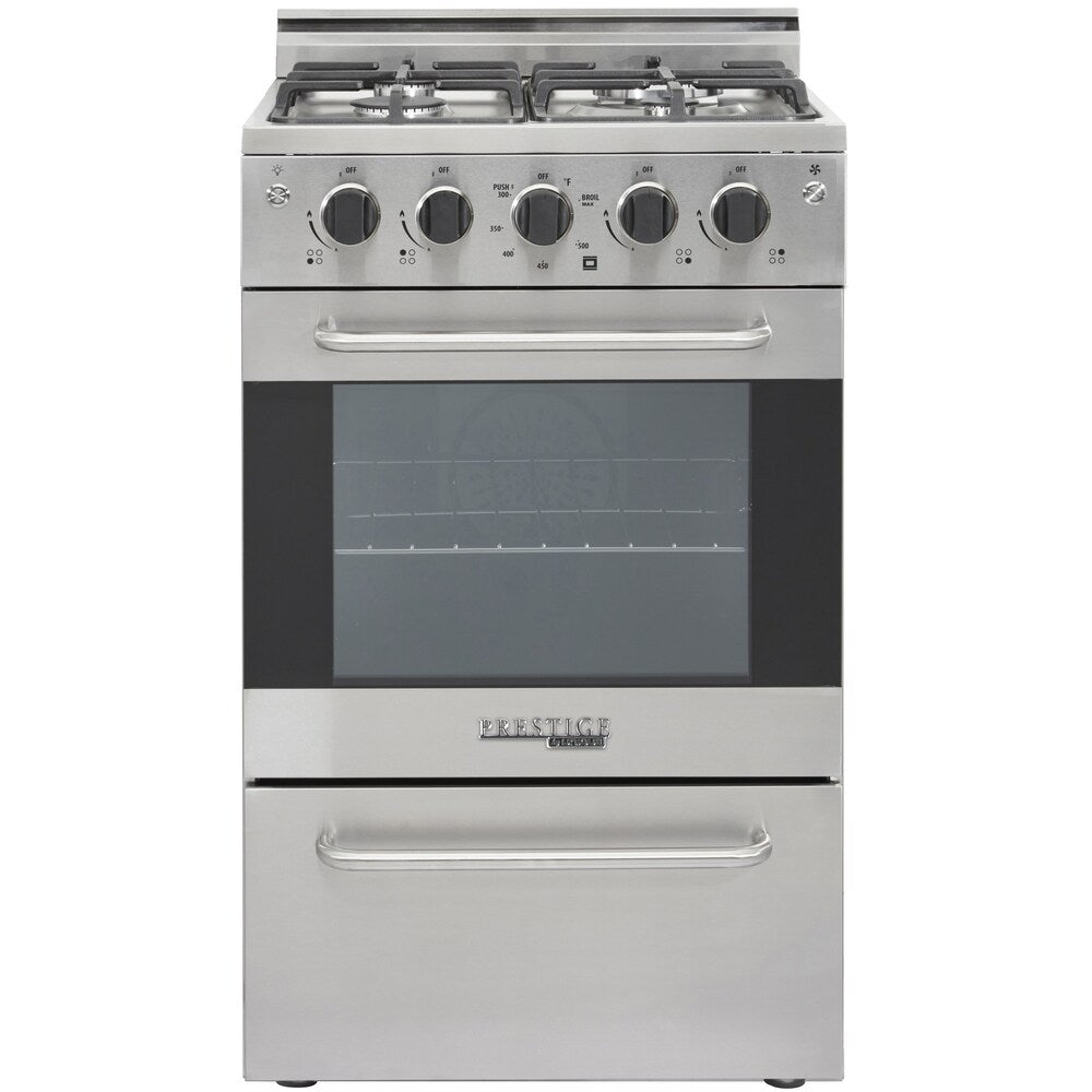 Cuisinière à gaz autoportante Prestige de 20 pouces avec four à convection en acier inoxydable