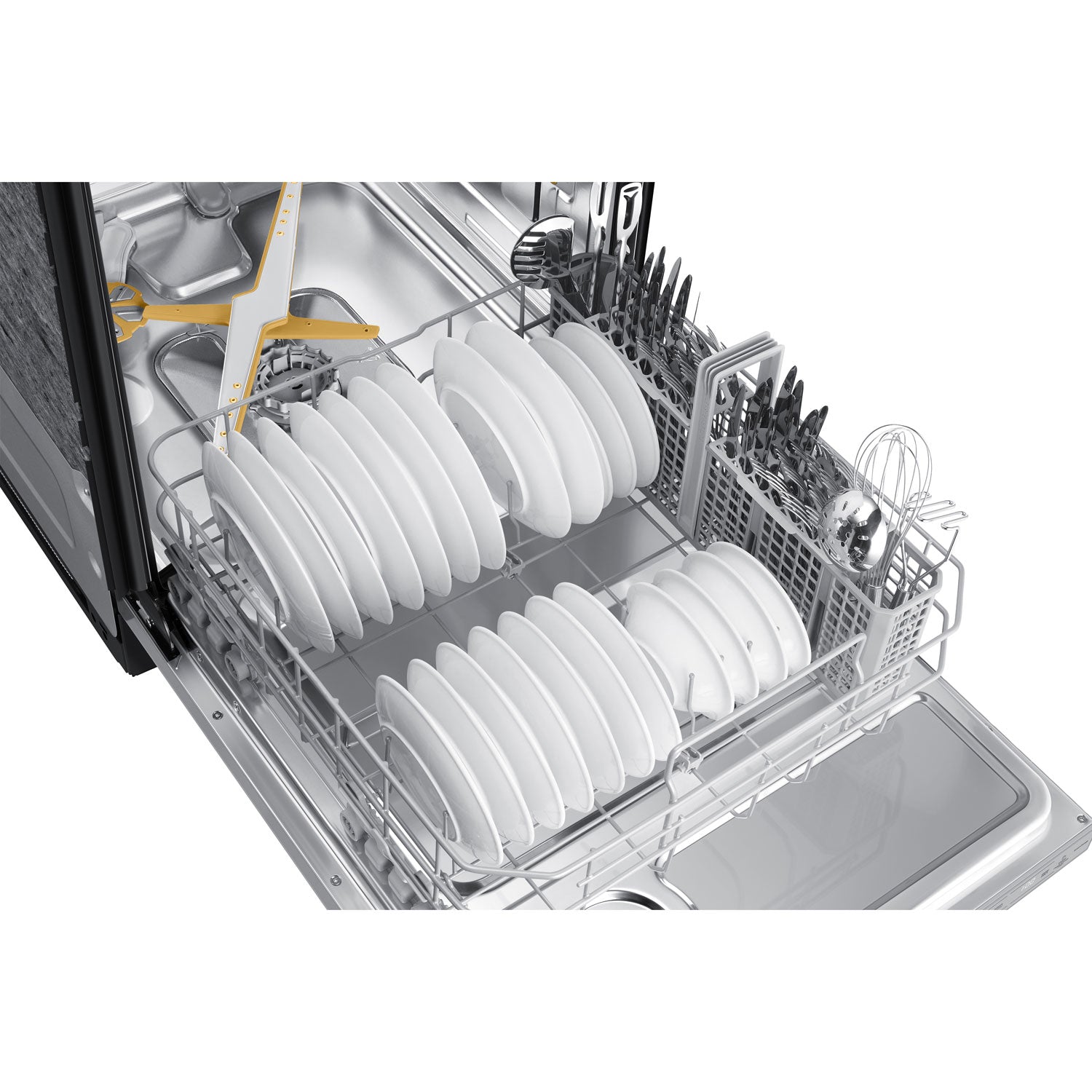 DW80B7070AP/AC - Lave-vaisselle à commandes sur le dessus, 3e panier, StormWash+ et porte à ouverture automatique de 24 po 42 dB de Samsung - Energy Star () - Prêt pour panneau