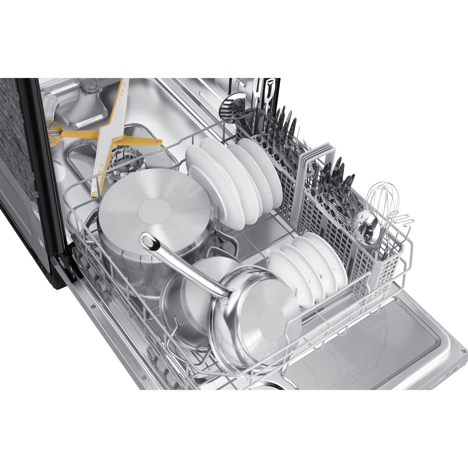 DW80B7070AP/AC - Lave-vaisselle à commandes sur le dessus, 3e panier, StormWash+ et porte à ouverture automatique de 24 po 42 dB de Samsung - Energy Star () - Prêt pour panneau