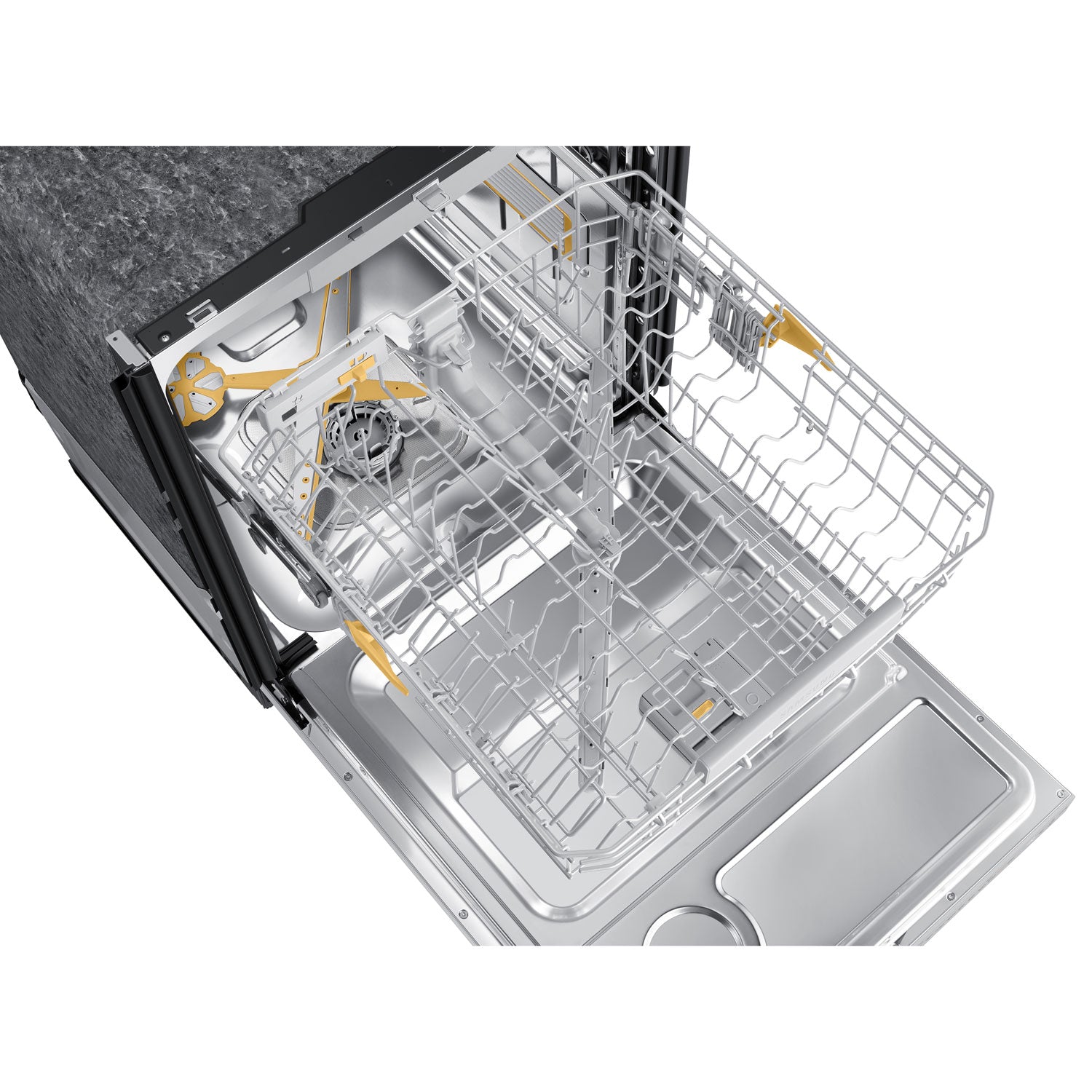 DW80B7070AP/AC - Lave-vaisselle à commandes sur le dessus, 3e panier, StormWash+ et porte à ouverture automatique de 24 po 42 dB de Samsung - Energy Star () - Prêt pour panneau