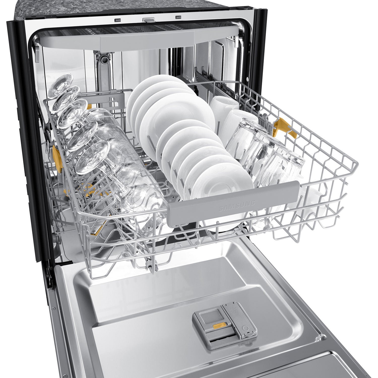 DW80B7070AP/AC - Lave-vaisselle à commandes sur le dessus, 3e panier, StormWash+ et porte à ouverture automatique de 24 po 42 dB de Samsung - Energy Star () - Prêt pour panneau