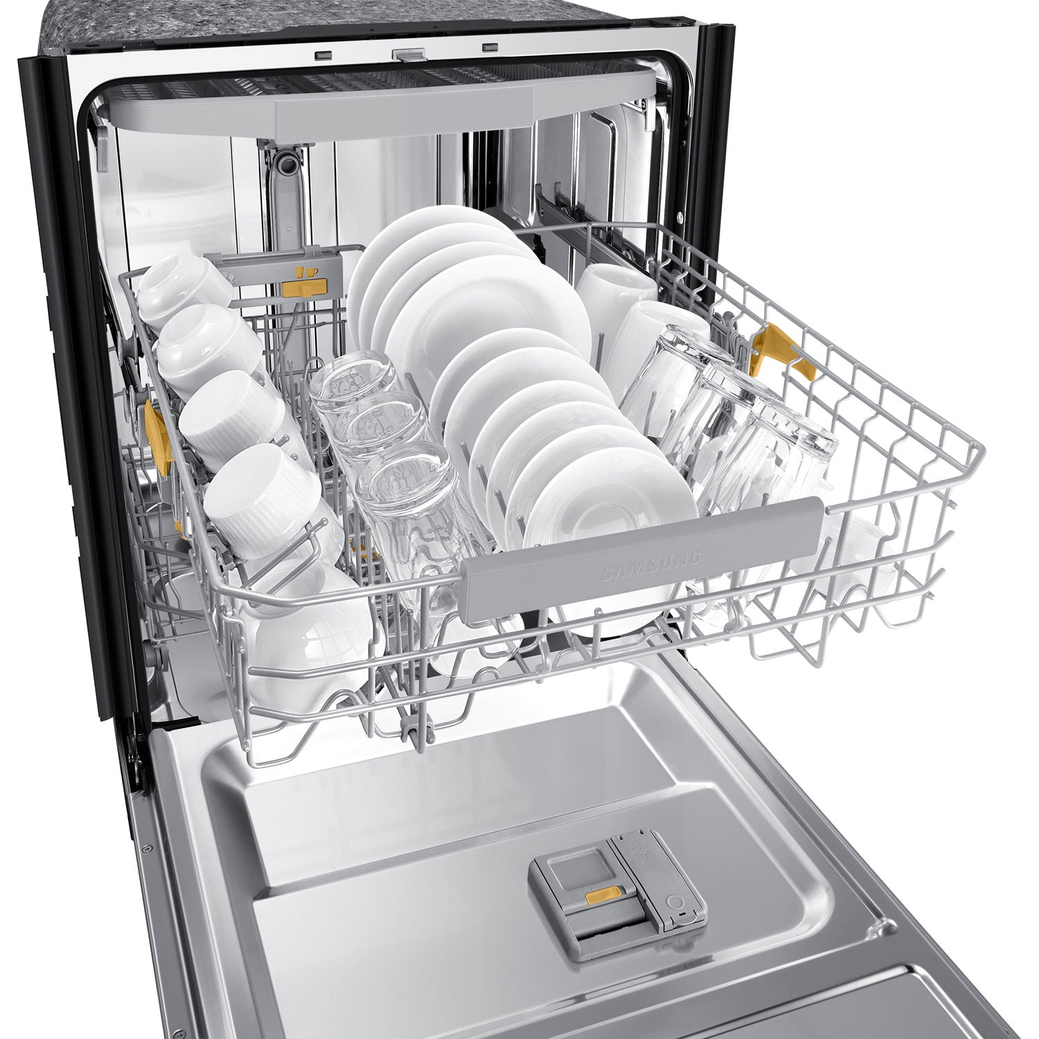 DW80B7070AP/AC - Lave-vaisselle à commandes sur le dessus, 3e panier, StormWash+ et porte à ouverture automatique de 24 po 42 dB de Samsung - Energy Star () - Prêt pour panneau