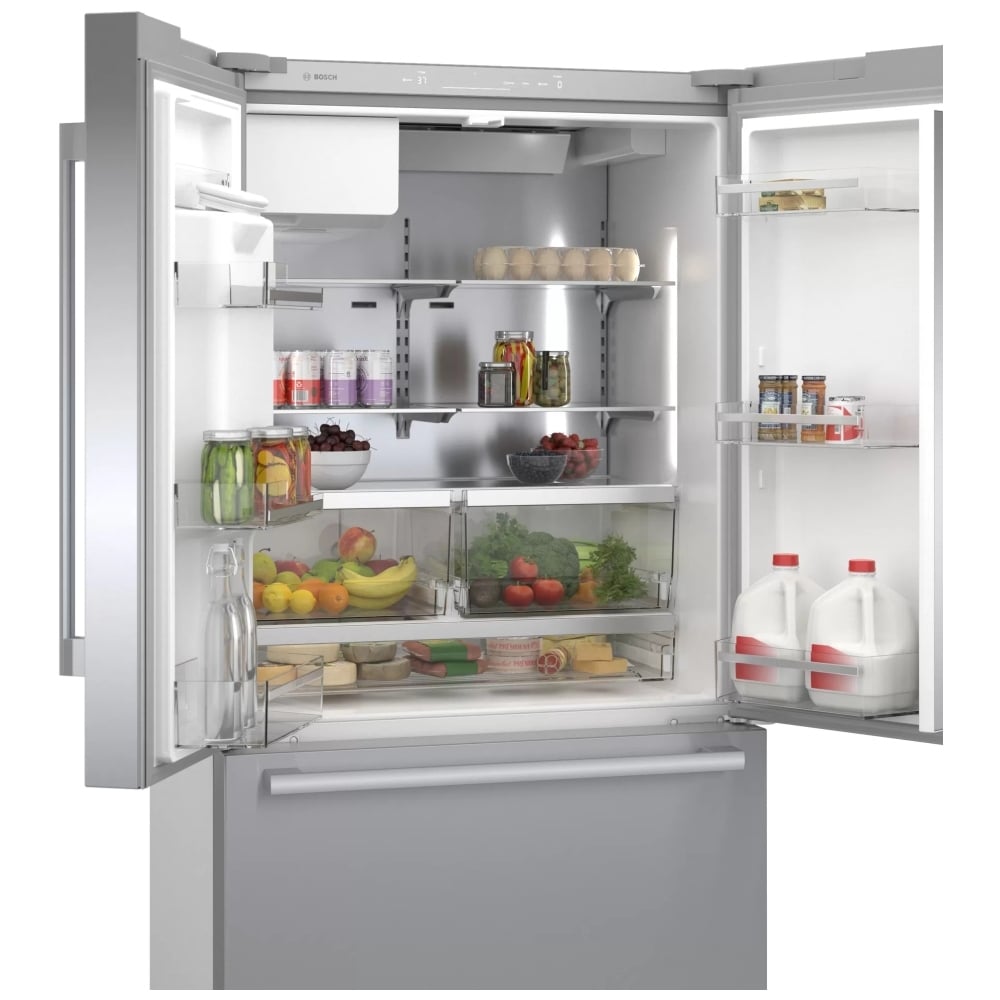 B36FD50SNS - Réfrigérateur Bosch série 500 à portes françaises avec congélateur bas 