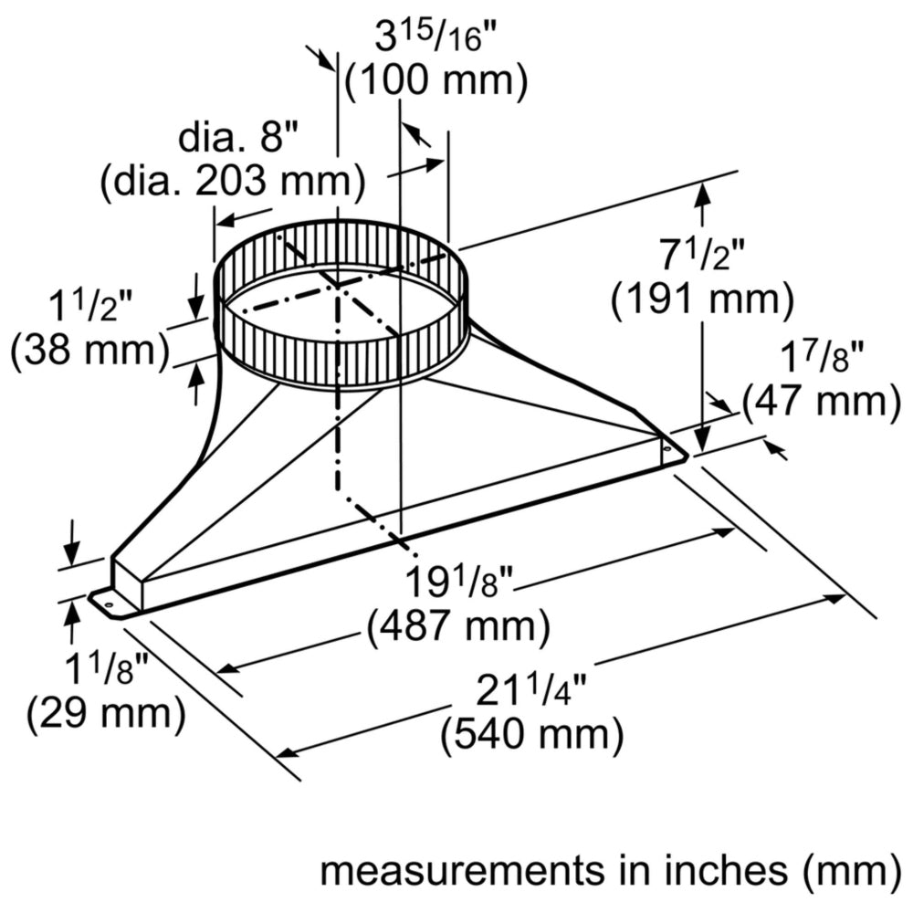 HDDSTRAN8 - Bosch 8" Transition latérale/arrière en acier inoxydable