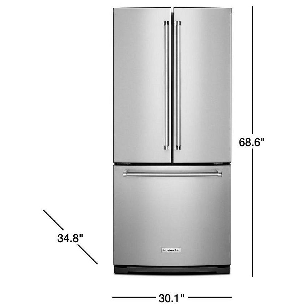 KRFF300ESS - Réfrigérateur à portes françaises 20 pi³ 30 po de large, profondeur standard, distributeur intérieur