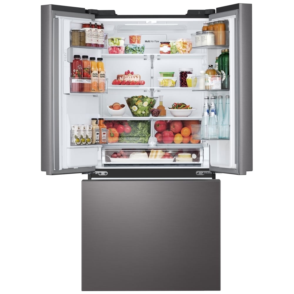 LF25S6330D - Réfrigérateur à portes françaises 25 pi³, profondeur standard, 3 portes, acier inoxydable noir PrintProof™