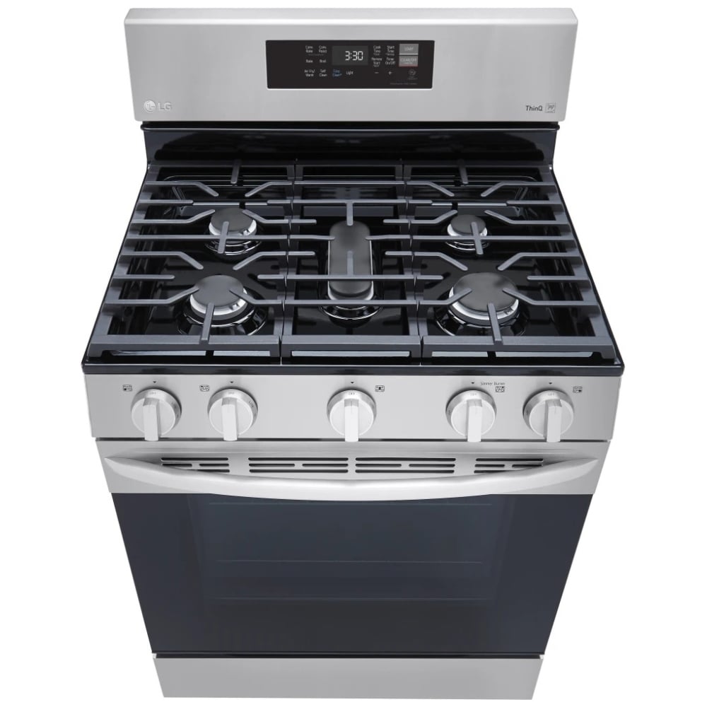 Cuisinière à gaz intelligente LG LRGL5823S 5,8 pi³ avec convection et friteuse à air intégrée