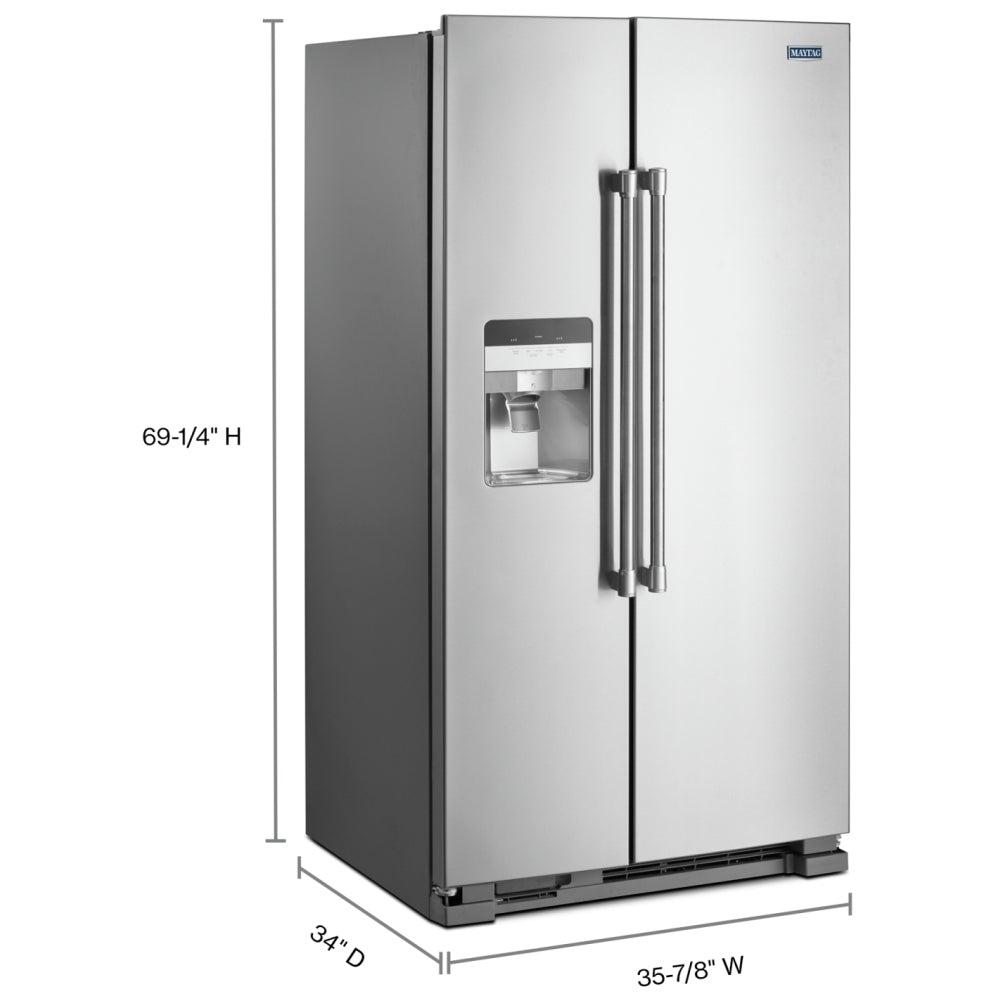 MSS25C4MGZ - Réfrigérateur côte à côte Maytag 24,5 pi³ - Finition Acier inoxydable résistant aux empreintes