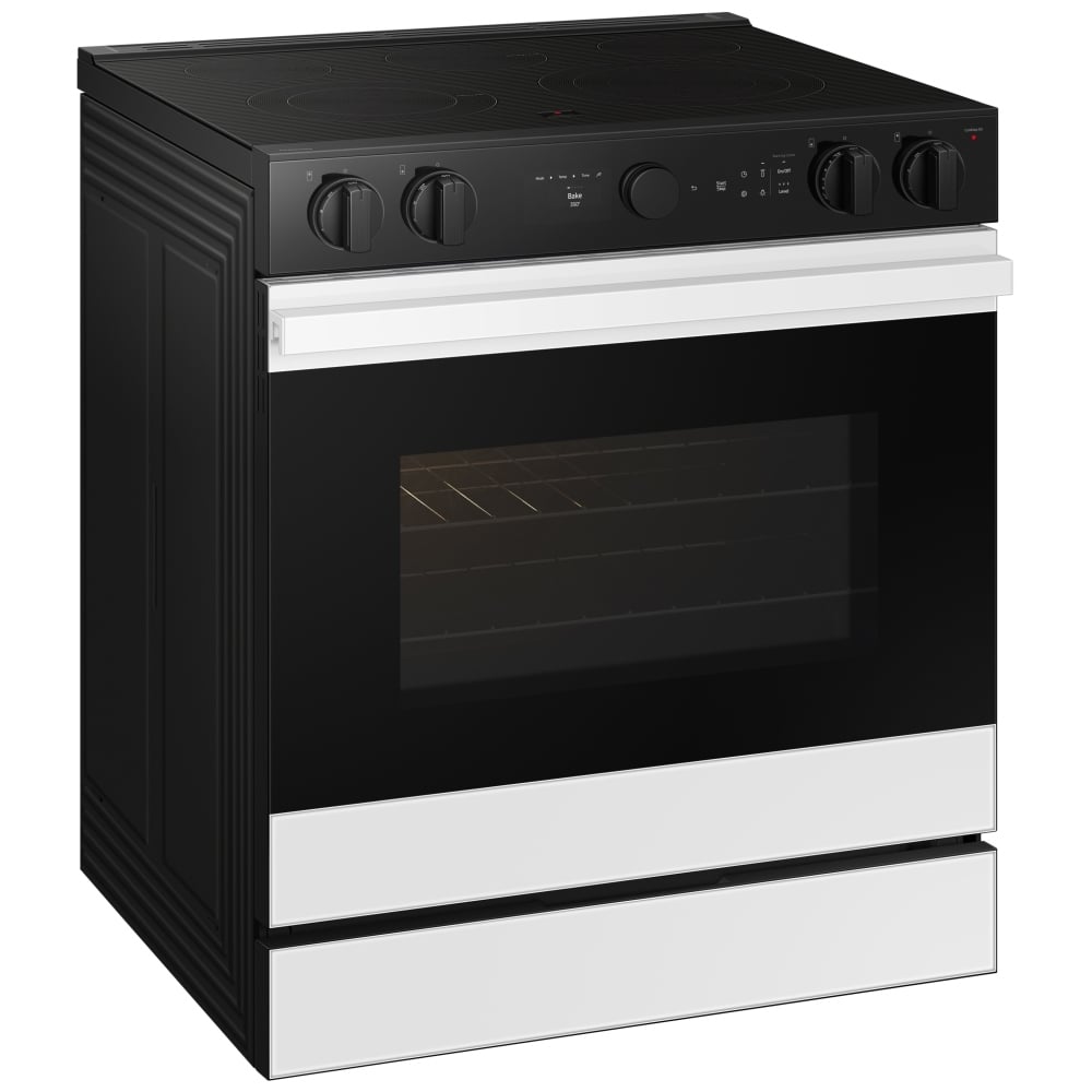Cuisinière électrique encastrée à glissière Samsung Bespoke 6,3 pi³ – Verre blanc