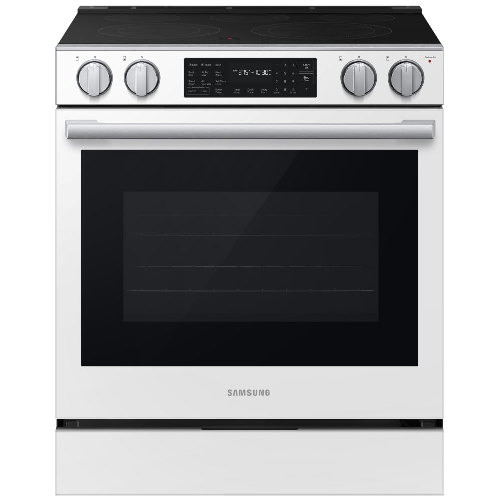 NSE80H63SWAC - Cuisinière électrique série 80 Samsung 30 po 6,3 pi³ avec convection véritable – Verre blanc