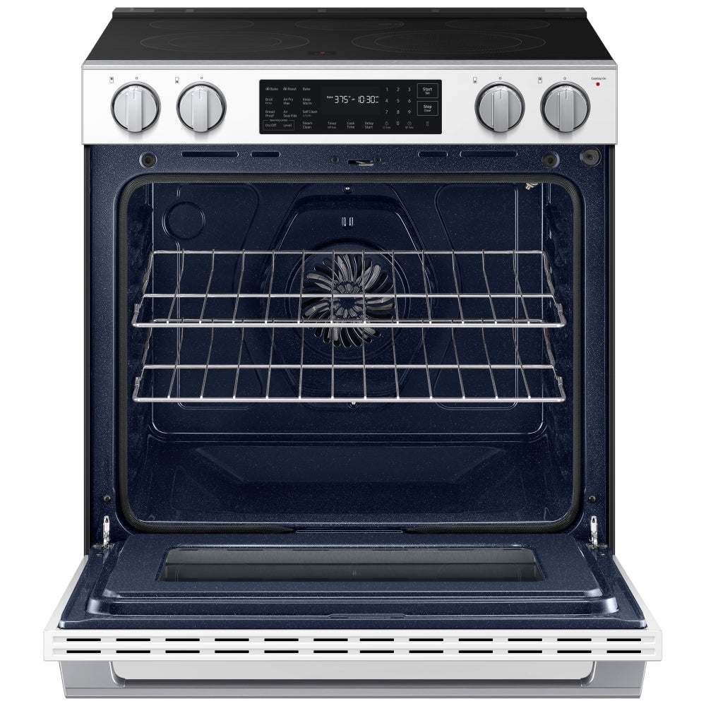 NSE80H63SWAC - Cuisinière électrique série 80 Samsung 30 po 6,3 pi³ avec convection véritable – Verre blanc