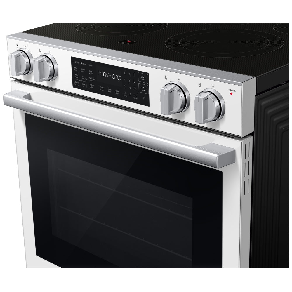 NSE80H63SWAC - Cuisinière électrique série 80 Samsung 30 po 6,3 pi³ avec convection véritable – Verre blanc