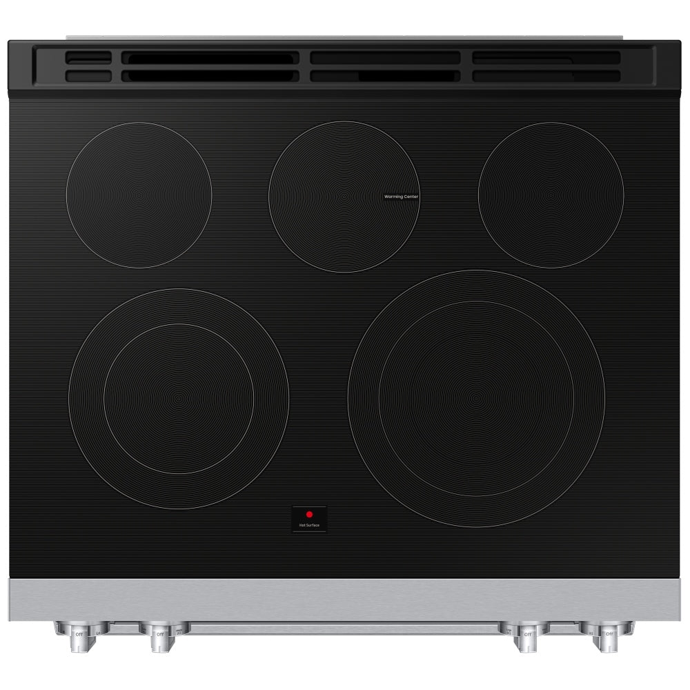 NSE80H63SWAC - Cuisinière électrique série 80 Samsung 30 po 6,3 pi³ avec convection véritable – Verre blanc