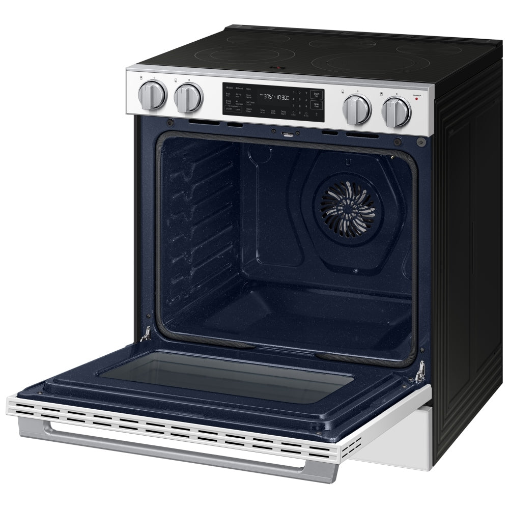NSE80H63SWAC - Cuisinière électrique série 80 Samsung 30 po 6,3 pi³ avec convection véritable – Verre blanc