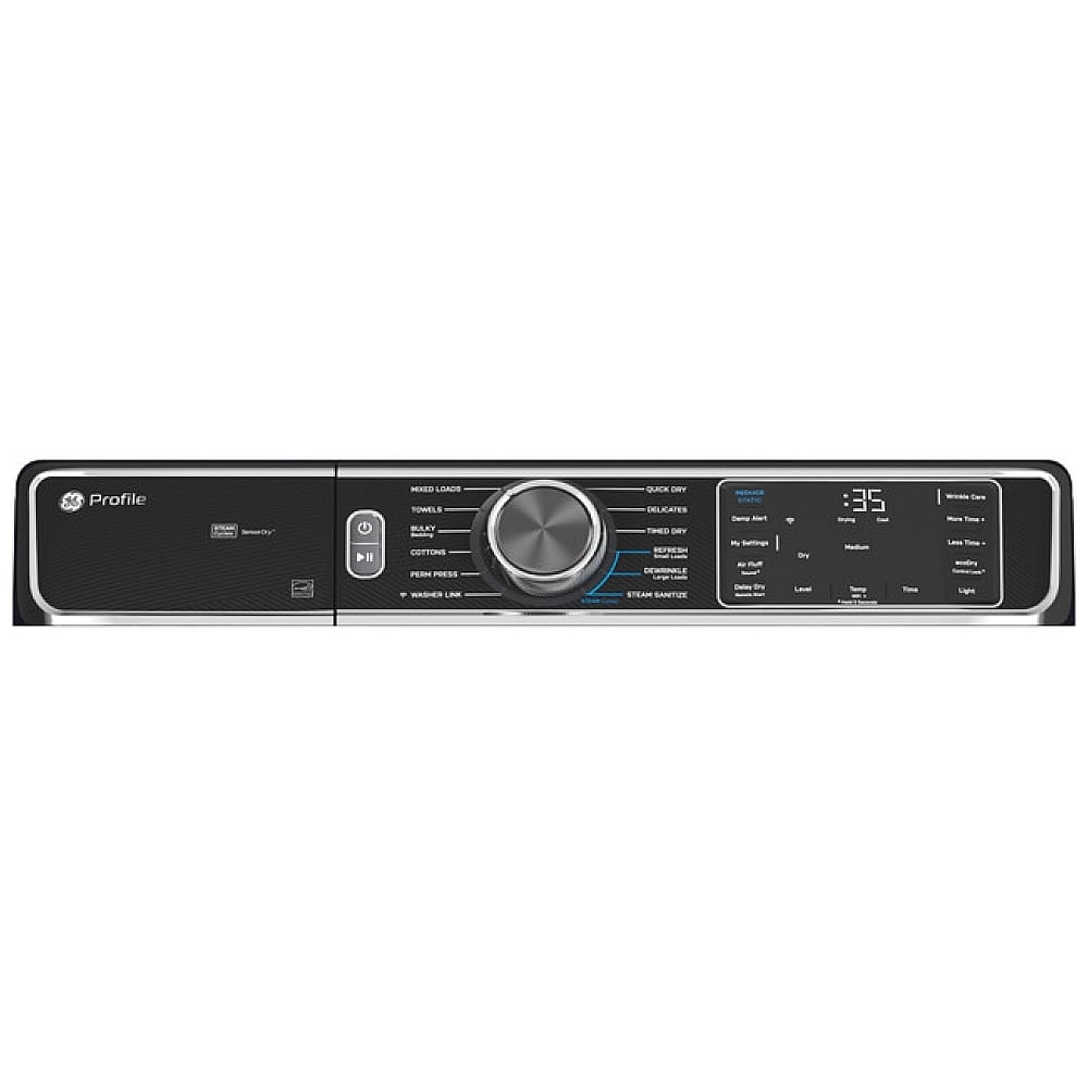 PFD87ESMVRS - Sécheuse électrique à chargement frontal intelligente GE Profile de 7,8 pi³ avec cycle à la vapeur et désinfection