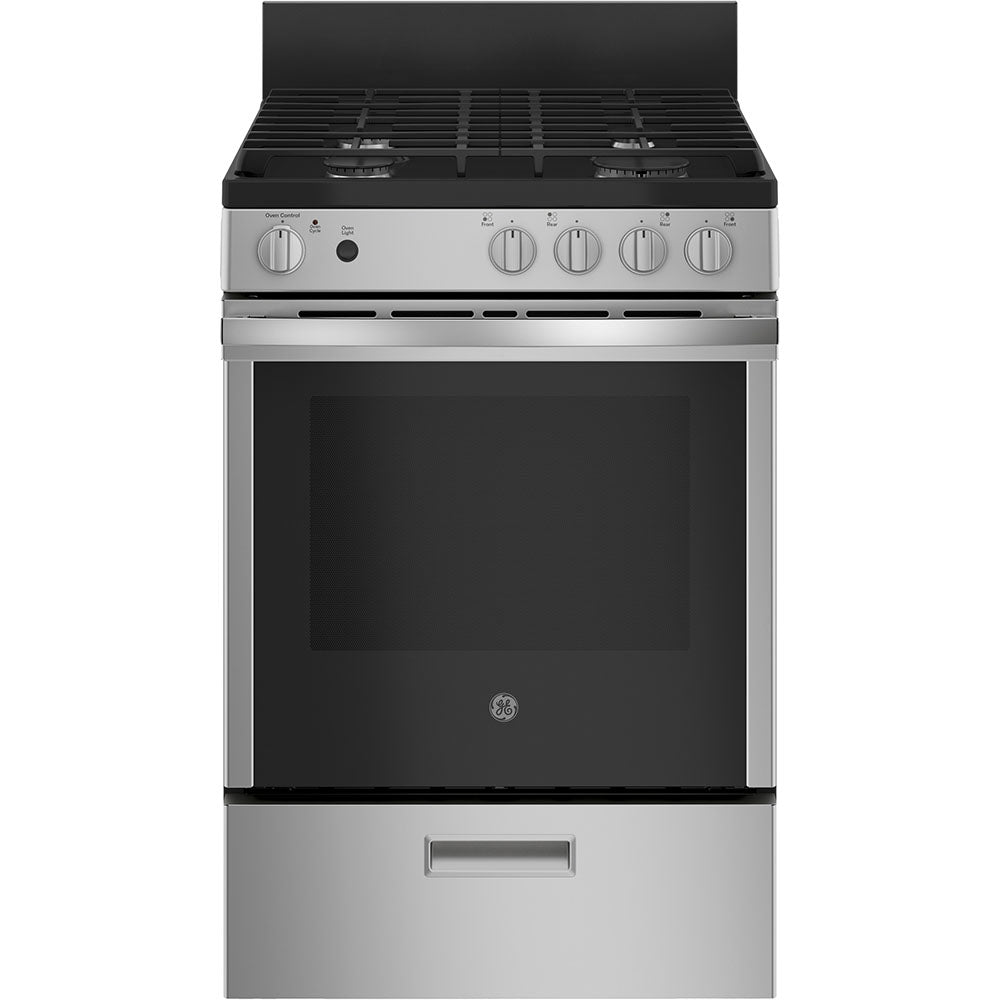 JCGAS640RMSS – Cuisinière à gaz GE 24 po inox