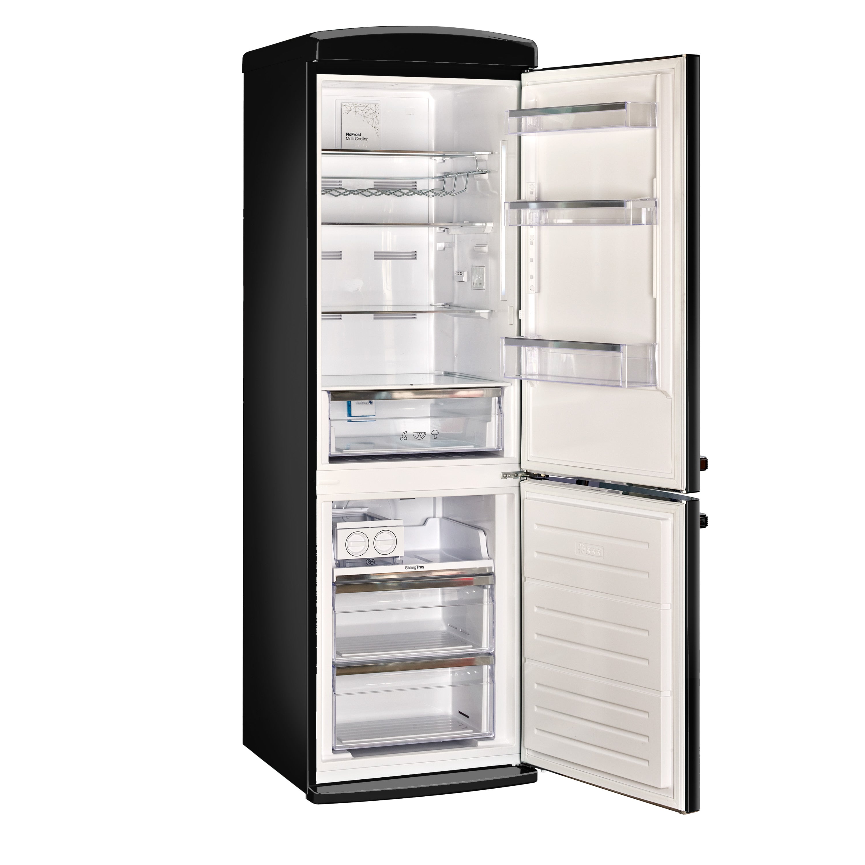 UGP-340L B AC - Réfrigérateur Classic Retro 12 pi3 à congélateur inférieur en Noir Minuit
