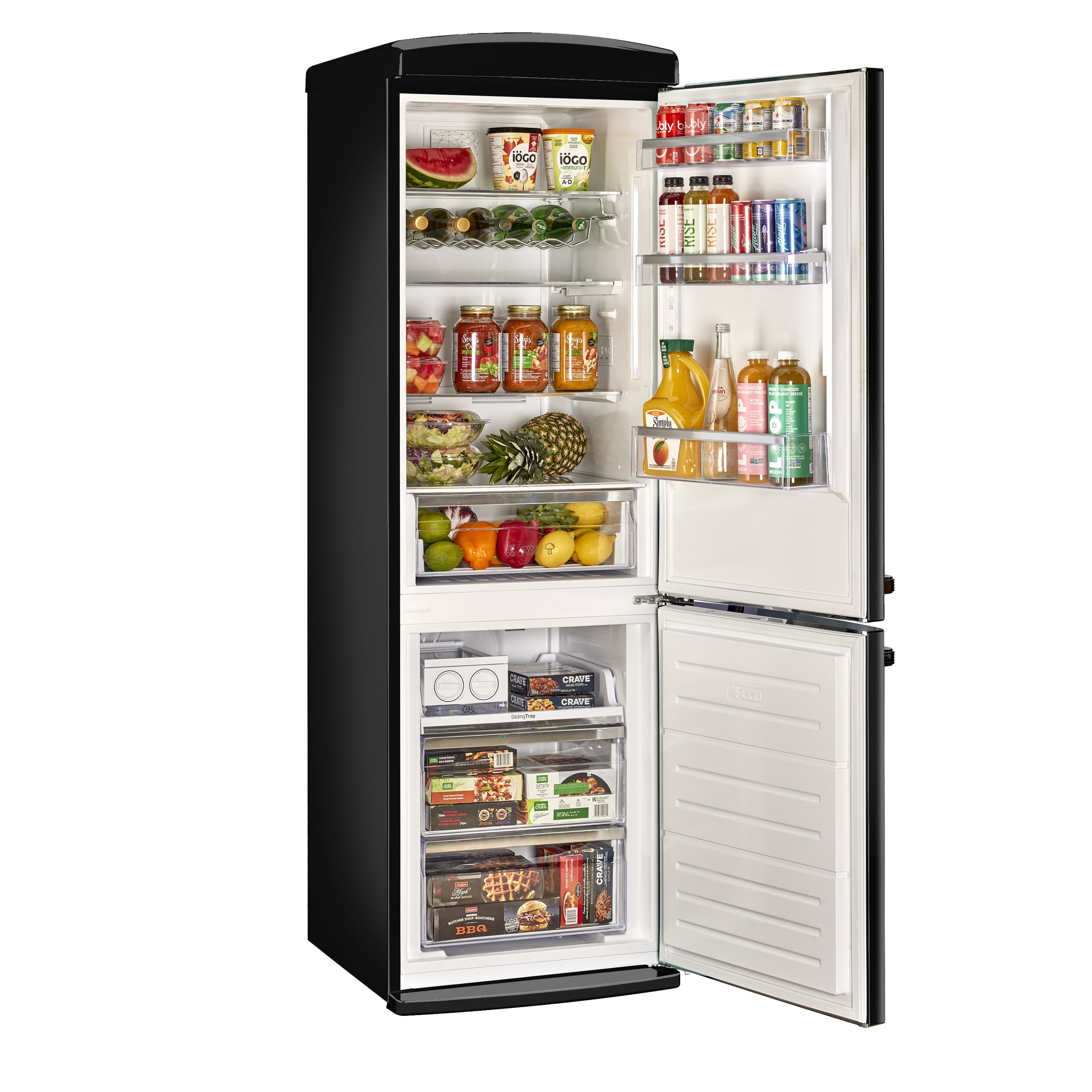UGP-340L B AC - Réfrigérateur Classic Retro 12 pi3 à congélateur inférieur en Noir Minuit
