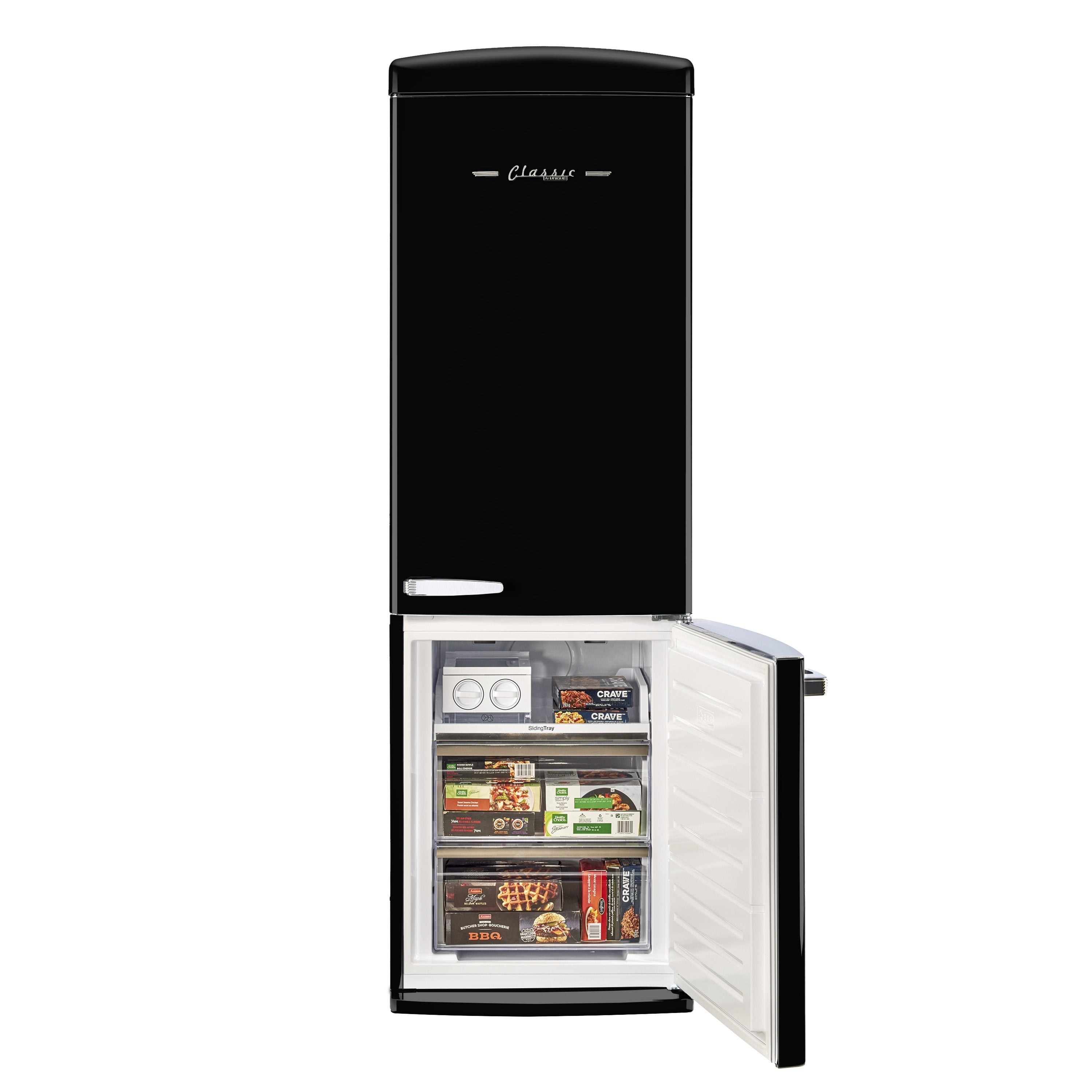 UGP-340L B AC - Réfrigérateur Classic Retro 12 pi3 à congélateur inférieur en Noir Minuit