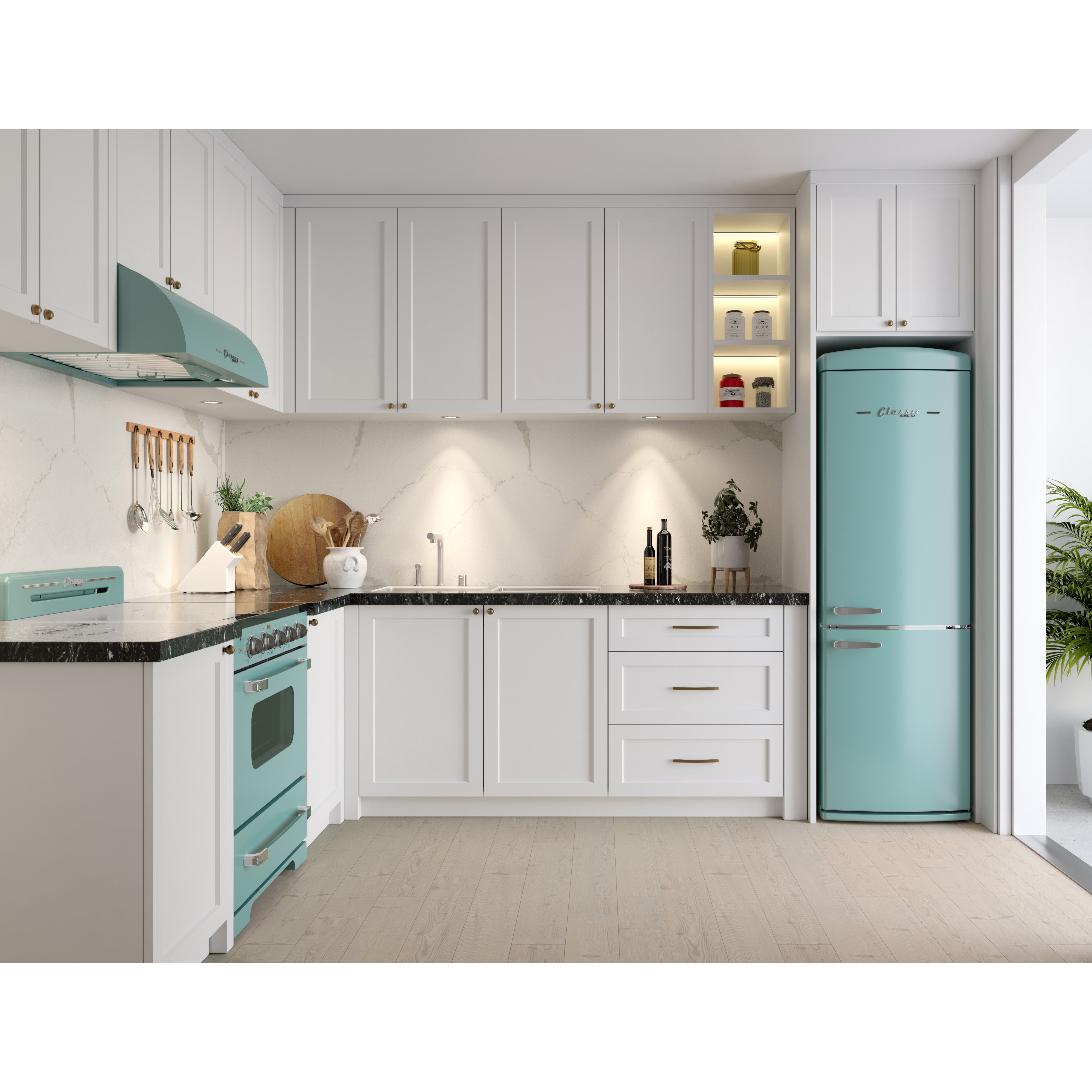 UGP-340L T AC - Réfrigérateur à congélateur inférieur Classic Retro 12 pi³ en Turquoise brume océan