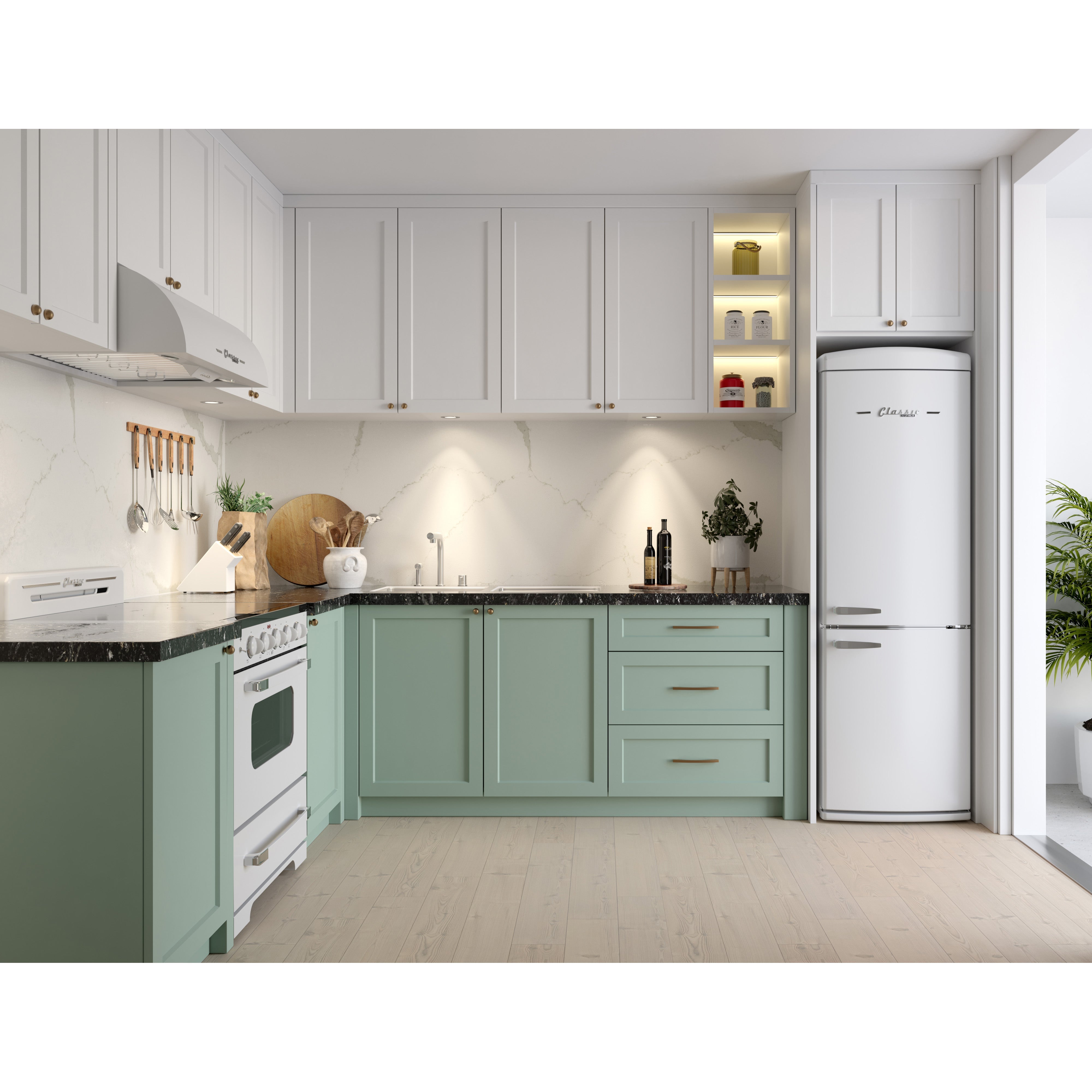 UGP-340L W AC - Réfrigérateur Classic Rétro 12 pi³ à congélateur inférieur en blanc Marshmallow