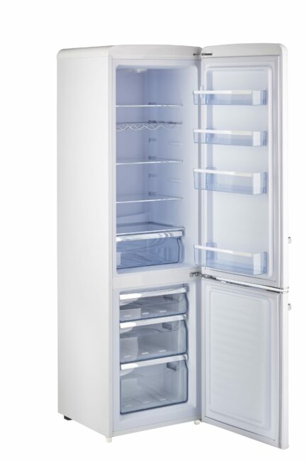UGP-275L W AC - Réfrigérateur rétro à congélateur inférieur Classic Retro en Blanc Guimauve