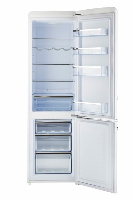 UGP-275L W AC - Réfrigérateur rétro à congélateur inférieur Classic Retro en Blanc Guimauve