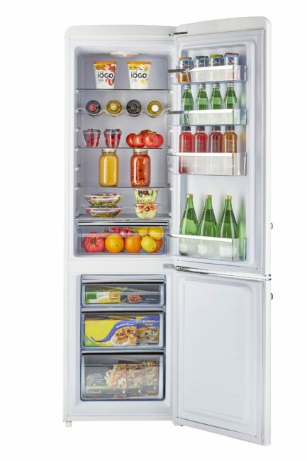 UGP-275L W AC - Réfrigérateur rétro à congélateur inférieur Classic Retro en Blanc Guimauve