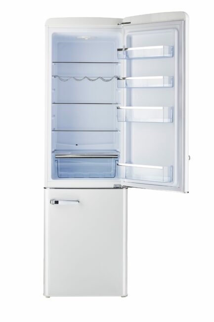 UGP-275L W AC - Réfrigérateur rétro à congélateur inférieur Classic Retro en Blanc Guimauve