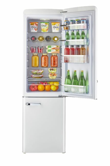UGP-275L W AC - Réfrigérateur rétro à congélateur inférieur Classic Retro en Blanc Guimauve