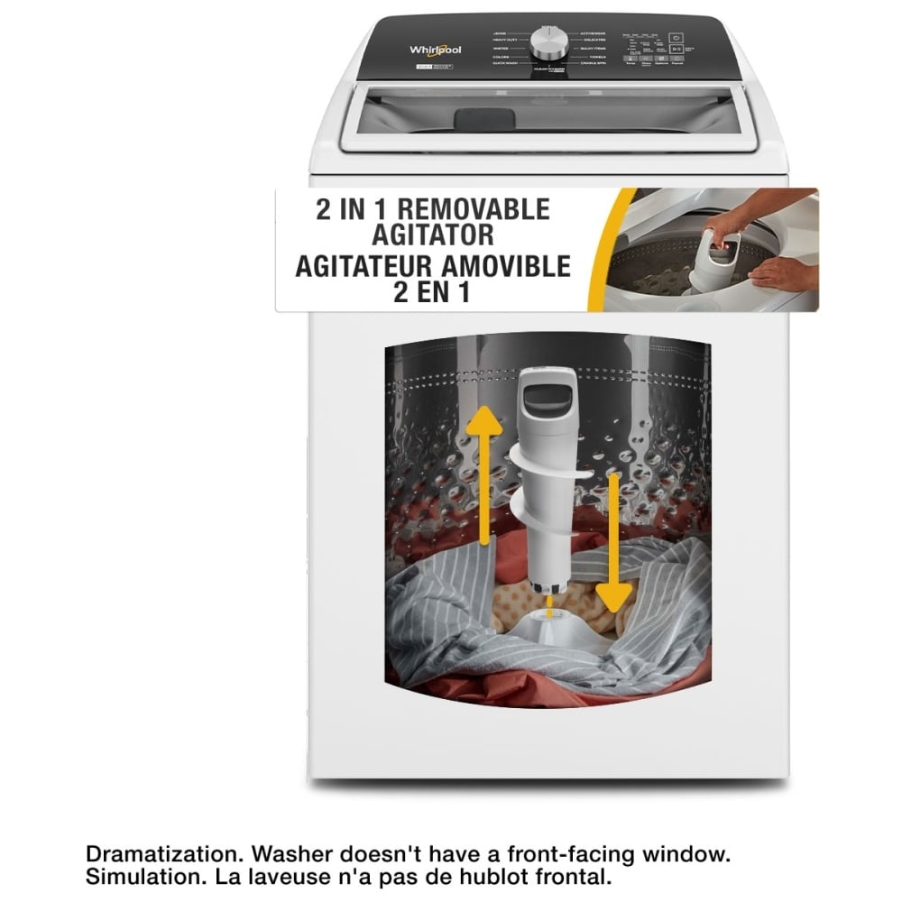Laveuse à chargement vertical Whirlpool 4,7‑4,8 pi³ avec agitateur amovible 2 en 1