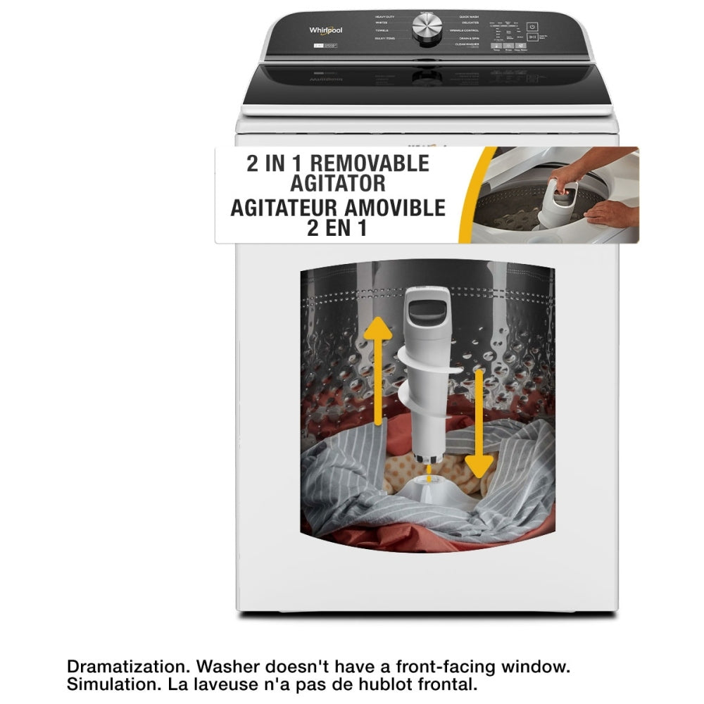 WTW6157PW - Laveuse à chargement par le haut Whirlpool 5,2‑5,3 pi³ agitateur amovible