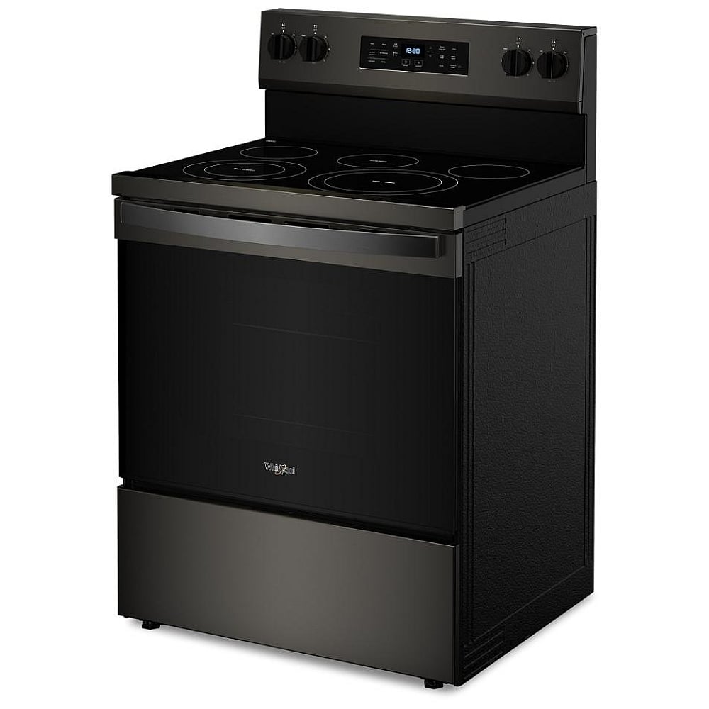 YWFES5030RV - Cuisinière électrique autoportante Whirlpool de 30 po, 5,3 pi³, noir sur acier inoxydable