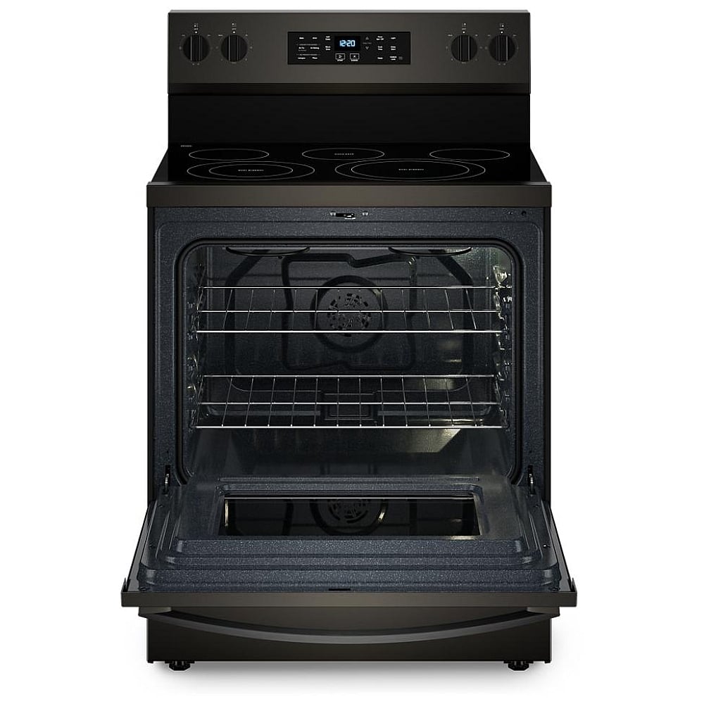 YWFES5030RV - Cuisinière électrique autoportante Whirlpool de 30 po, 5,3 pi³, noir sur acier inoxydable