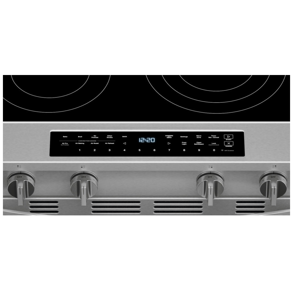 YWSES7530RZ - Cuisinière électrique coulissante intelligente de 30 po à commandes frontales avec technologie de cuisson à air